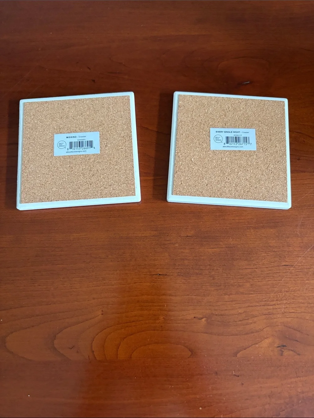 Coasters (2) ceramic with cork back NWT